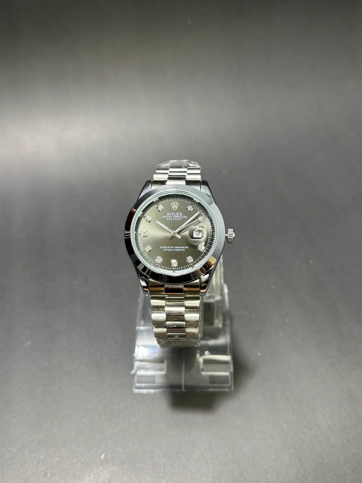 Rolex Oyster Perpetual Silver with Black Dial