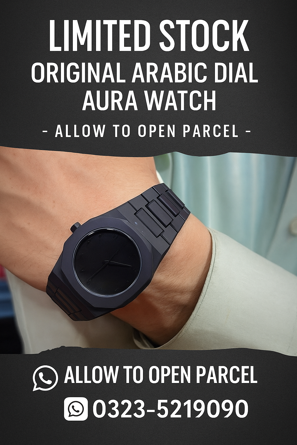 Black Arabic Aura Watch