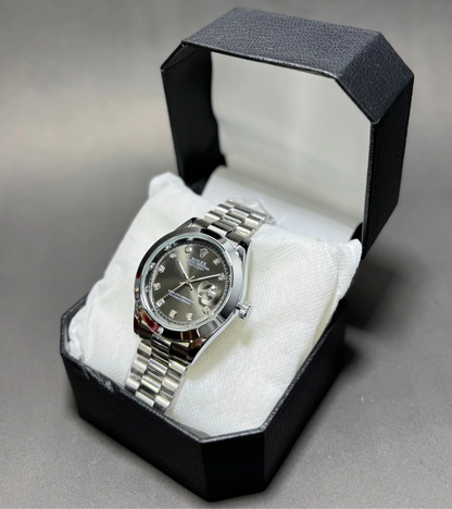 Rolex Oyster Perpetual Silver with Black Dial