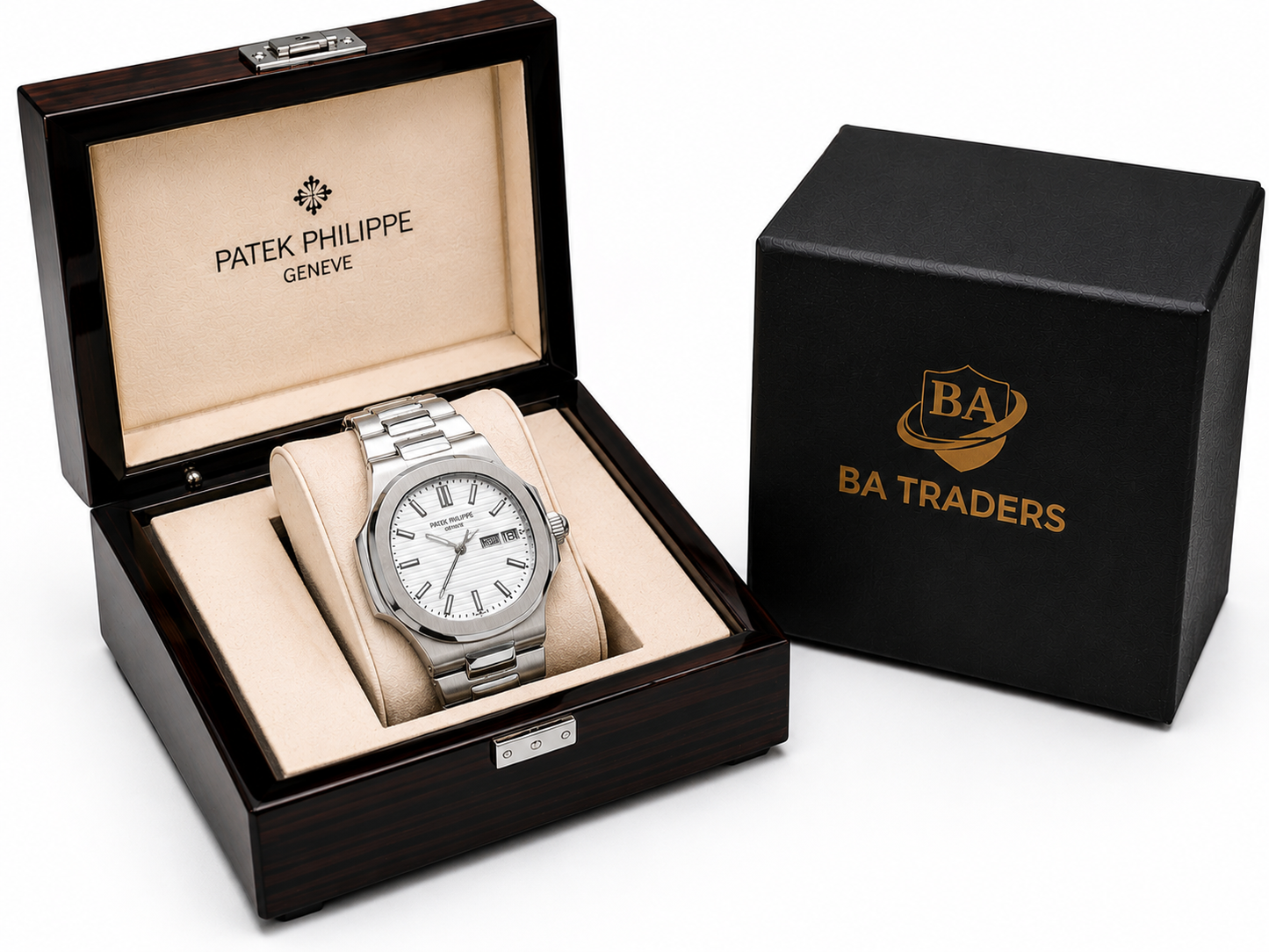 Patek Philippe Geneve Silver with White Dial - Date Just