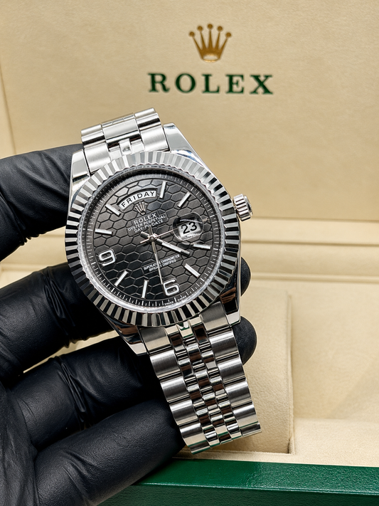 Rolex Oyster Land Dweller Silver With Black Strap